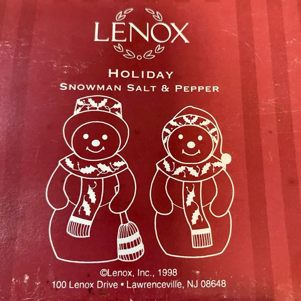 Vintage Lenox Snowman Salt And Pepper Shakers 1998 Christmas In Box Holiday.
